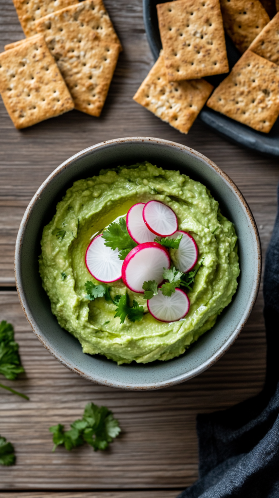 Avocado-Dip mit Radieschen – perfekt für den Osterbrunch.