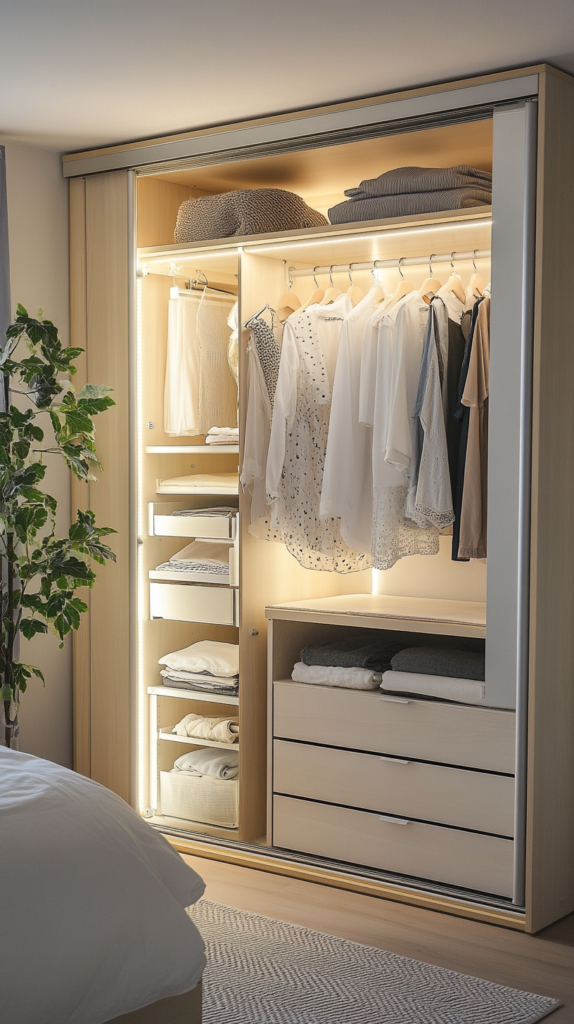 Ikea PAX-Schrank mit durchdachter Organisation und Zusatzmodulen.