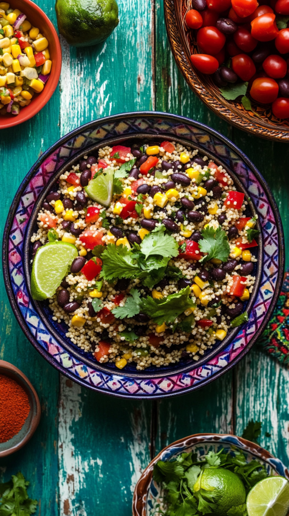 Mexikanischer Couscous-Salat bunt und würzig angerichtet