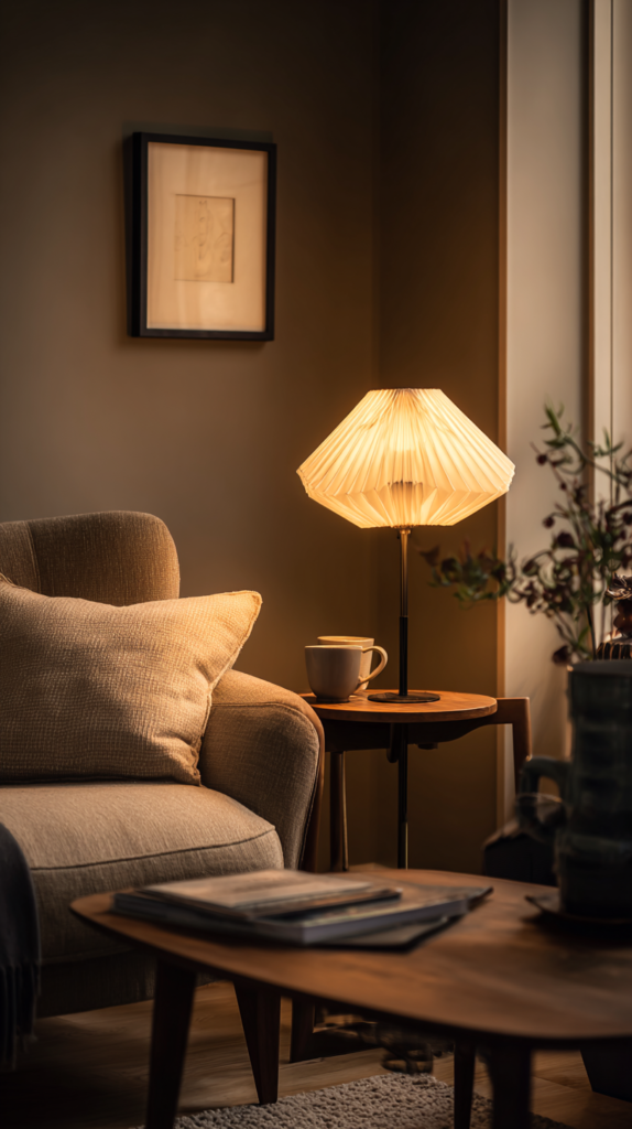 Kleine Wohnung mit verschiedenen Lichtquellen für stimmungsvolles Licht