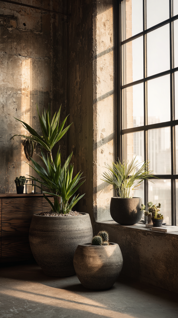 Industrial Wohnzimmer mit Holz-Metall-Kombination