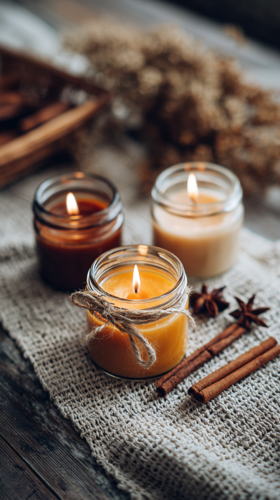 DIY-Kerzen mit Zimt & Orange in Gläsern